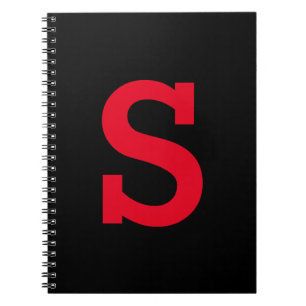 Caderno Espiral Letra inicial mínima moderna vermelha e preta