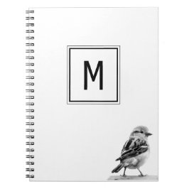 Caderno Espiral Letra Inicial Personalizada de Pássaro Fofo