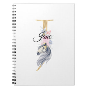 Caderno Espiral Letra J monograma personalizado com cavalo