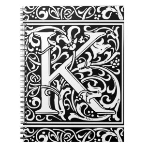 Caderno Espiral Letra K Monograma Medieval Arte Nova