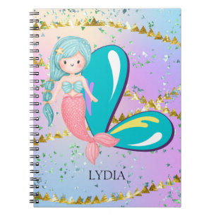 Caderno Espiral Letra L Monograma Aquarela Enfermeiro de Sereia Cu