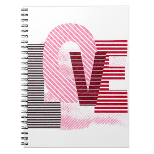 Caderno Espiral Letra Magenta Geométrica de Amor