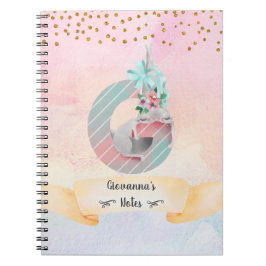 Caderno Espiral Letra Monograma G Menina Bunny Sonolenta Estudos D