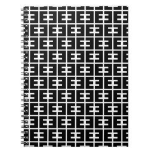 Caderno Espiral Letra Negra e Branca - Alfabeto Padrão E