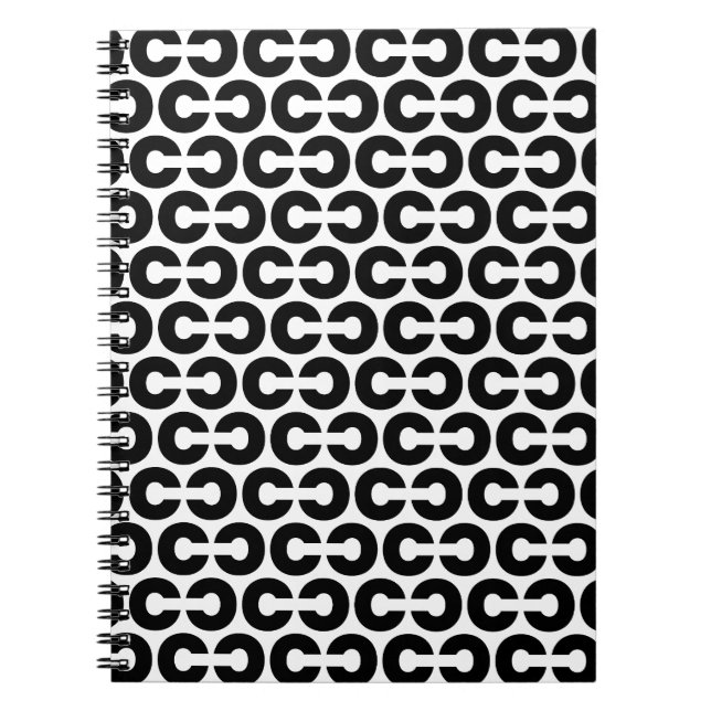 Caderno Espiral Letra negra e branca escura alfabética do padrão C (Frente)