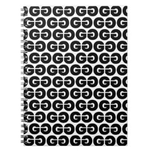 Caderno Espiral Letra negra e branca escura alfabética do padrão G