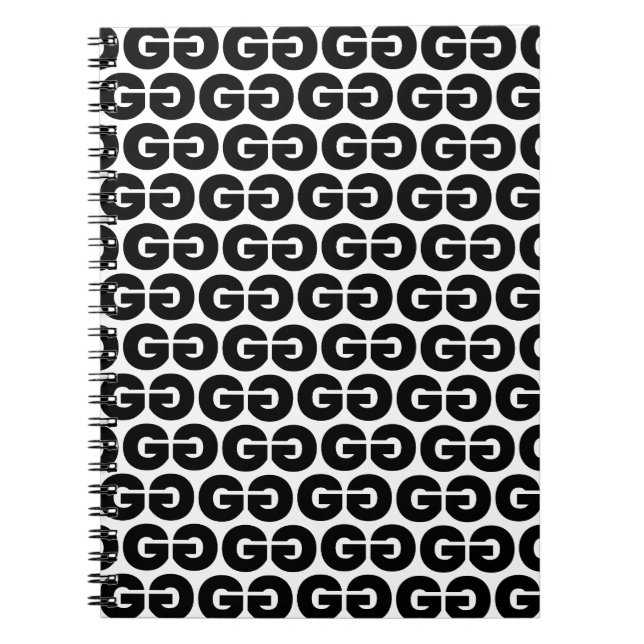 Caderno Espiral Letra negra e branca escura alfabética do padrão G (Frente)