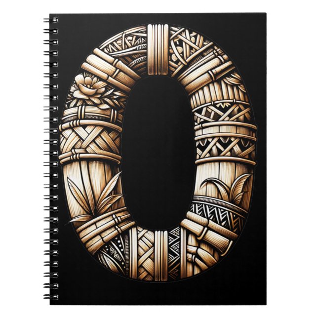 Caderno Espiral Letra O de Aloha Polinésio Havaiano Personalizada  (Frente)