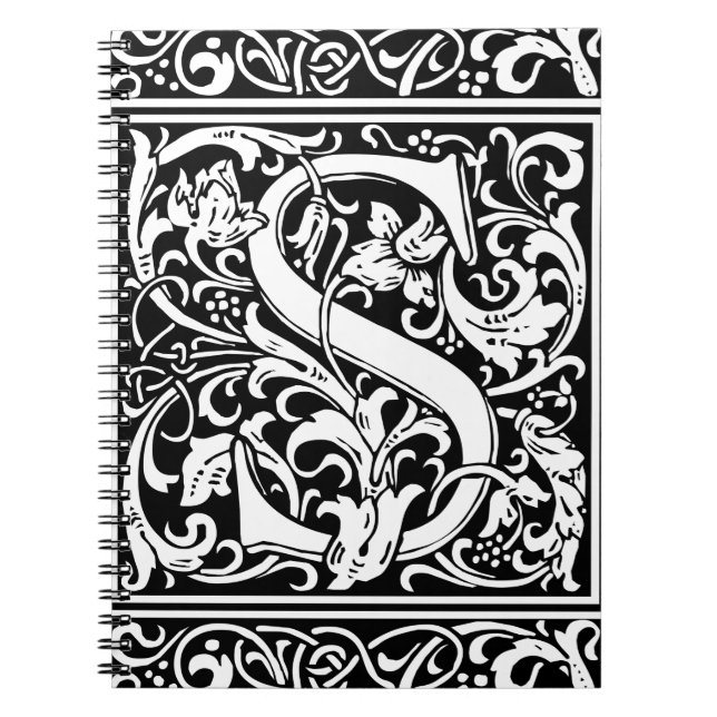 Caderno Espiral Letra S Monograma Medieval Art Nouveau (Frente)