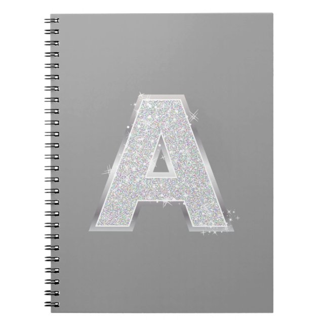 Caderno Espiral Letra Silver Glitter A (Frente)
