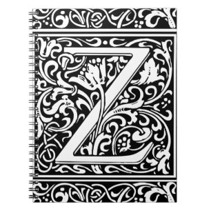 Caderno Espiral Letra Z Monograma Medieval Arte Nova