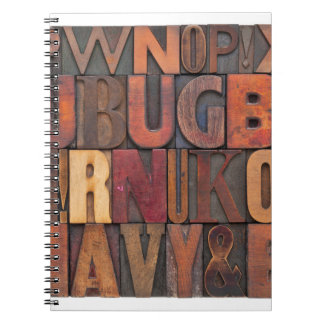 Caderno Espiral letras aleatórias do alfabeto - madeira de pré-imp