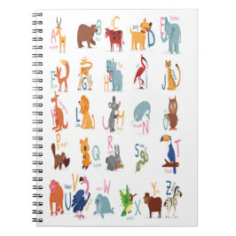Caderno Espiral Letras alfabéticas animais para professor de crian