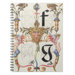 Caderno Espiral Letras f e g Alfabeto Caligráfico