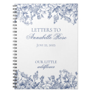 Caderno Espiral Letras Florais Azul Chinoiserie para a Menina de A