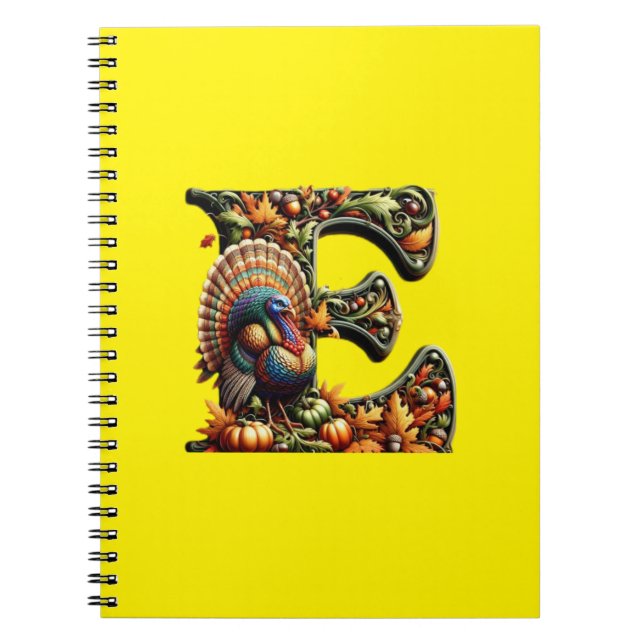 Caderno Espiral Letter E Thanksgiving style gift  (Frente)