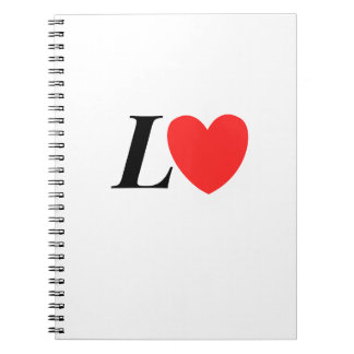 Caderno Espiral Letter L Heart - Valentine Initial Love Design