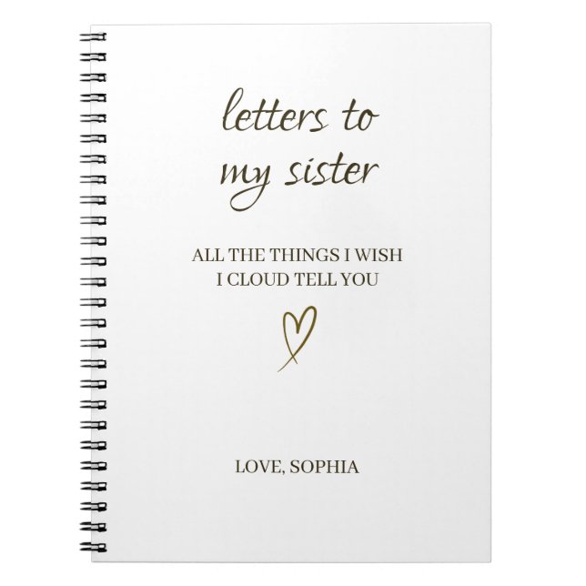 Caderno Espiral Letters to My Sister – Personalized Letter (Frente)