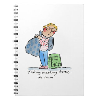 Caderno Espiral Levando a lavagem para a Mãe