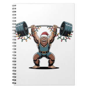 Caderno Espiral Levantador de Peso de Neve Natal 2026 Fitness de F