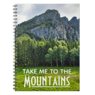 Caderno Espiral Leve-me às Montanhas com florestas de pinheiros
