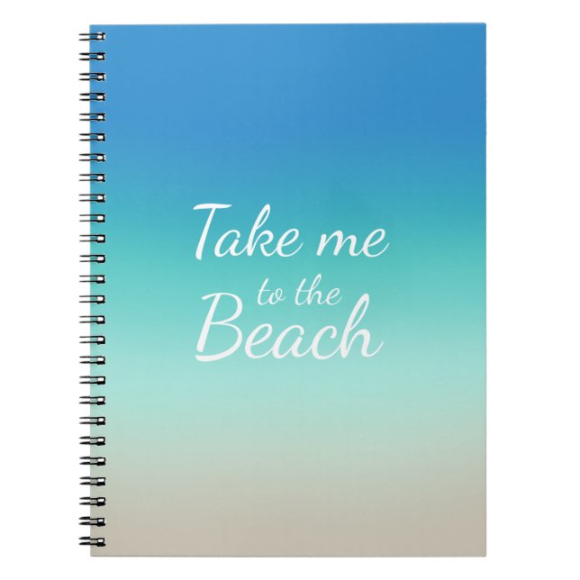 Caderno Espiral "Leve-Me Para A Praia", Moderno Ombre Azul (Frente)
