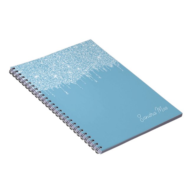 Caderno Espiral Leve Personalizada E Brilho Azul Do Céu Escuro (Lado Direito)