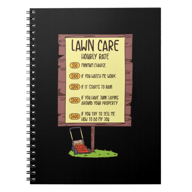 Caderno Espiral Lewn Mower - Lawn Care Hhour Rate (Frente)