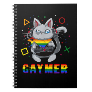 Caderno Espiral LGBT Gaymer Geek Pride Lésbica Trans Gift Cat Vide
