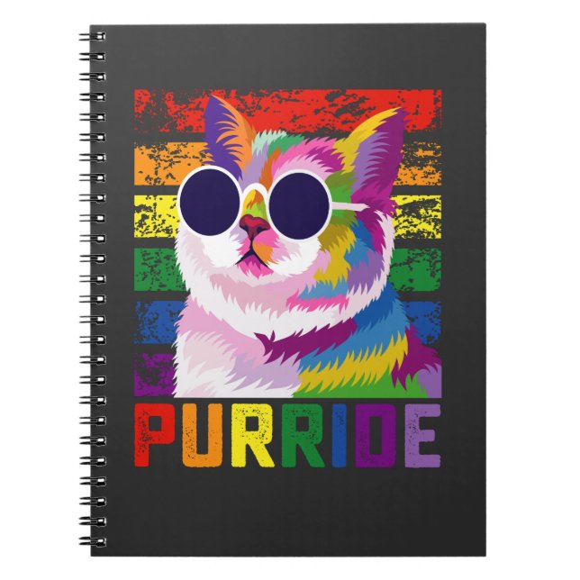 Caderno Espiral LGBT Tie Dye Prid Cat Purride Gay Rainbow Retro (Frente)