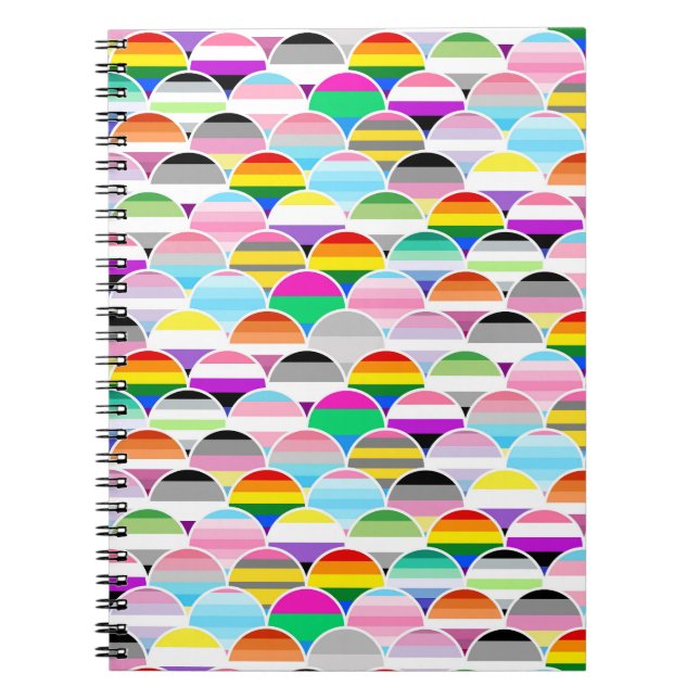 Caderno Espiral LGBTQIA+ Queer Scalloped Pride Flag Fans (Frente)