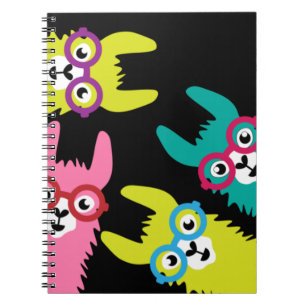 Caderno Espiral Lhama Engraçada Camélido Colorido 