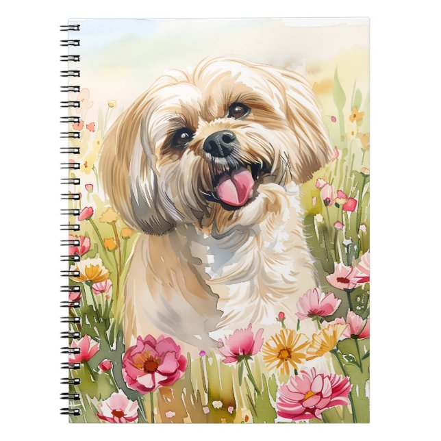 Caderno Espiral Lhasa Apso Watercolor Journal (Frente)
