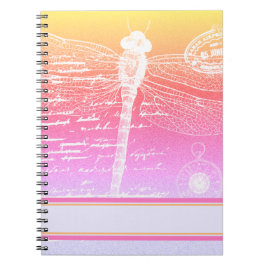 Caderno Espiral libélula de gradiente de Pastel