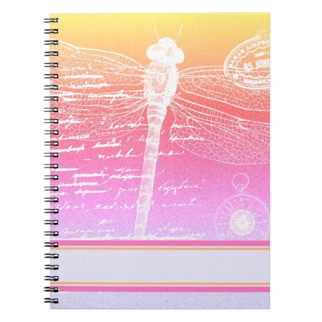 Caderno Espiral libélula de gradiente de Pastel (Frente)