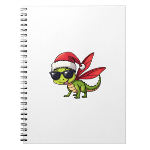 Caderno Espiral Libélula de Natal Chapéu de Papai Noel Natal Diver