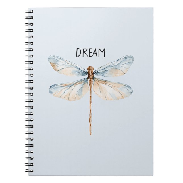 Caderno Espiral Libélula do Sonho Azul Branco (Frente)