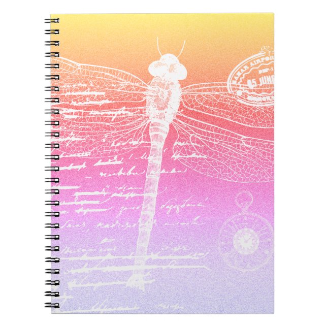 Caderno Espiral libélula gradiente pastel (Frente)
