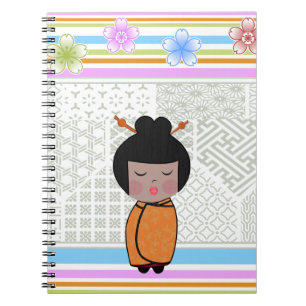 Caderno Espiral libélulas do kokeshi