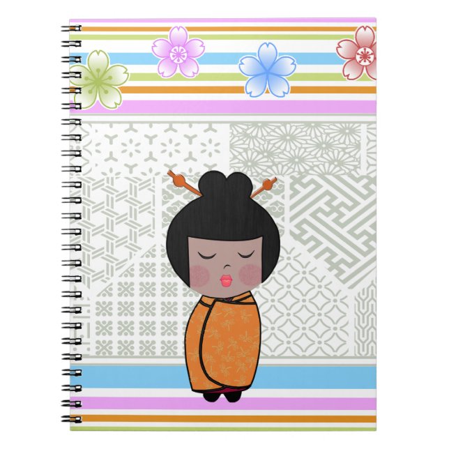 Caderno Espiral libélulas kokeshi (Frente)