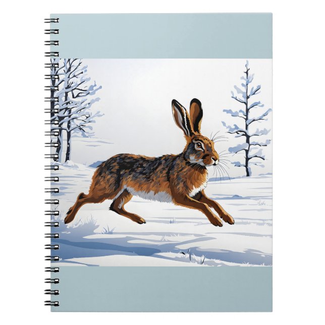 Caderno Espiral Liberdade de lebre sem limites na neve (Frente)