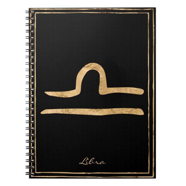 Caderno Espiral Libra martelava ouro estilizado símbolo de astrolo (Frente)