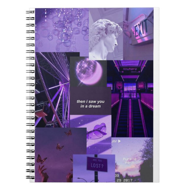 Caderno Espiral Libreta aesthetic collage lila (Frente)