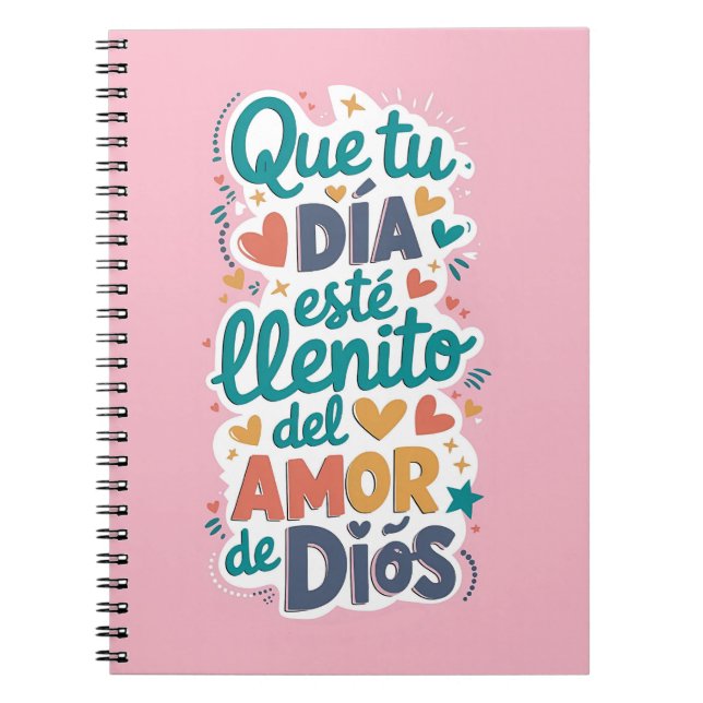 Caderno Espiral Libreta con espiral rosada mensaje lindo (Frente)