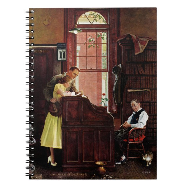 Caderno Espiral Licença de casamento de Norman Rockwell (Frente)