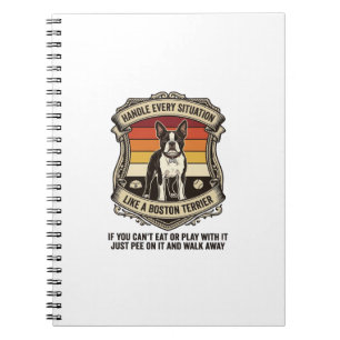 Caderno Espiral Lidar com Todas as Situações Boston Terrier Cachor