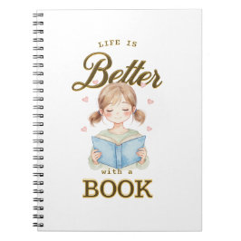 Caderno Espiral Life is Better with a Book Spiral Notebook