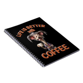 CADERNO ESPIRAL LIFE IS BETTER WITH A COFFEE, DOG