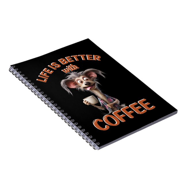 CADERNO ESPIRAL LIFE IS BETTER WITH A COFFEE, DOG (Lado Direito)