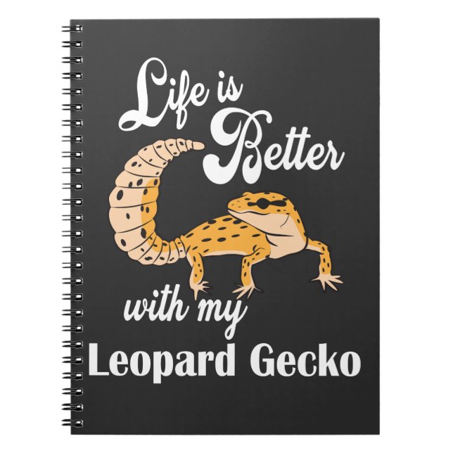 Caderno Espiral Life is Better with my leopardo geco (Frente)